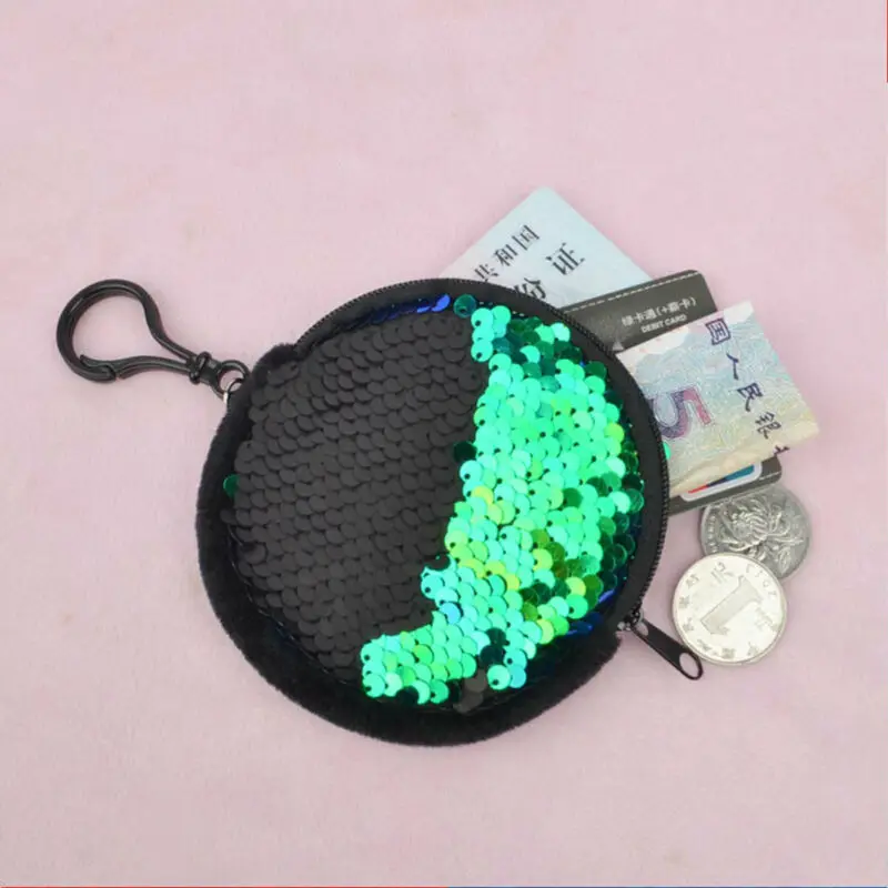 Женские кошельки для монет девочек мини сверкающая сумка с лазерной молнией