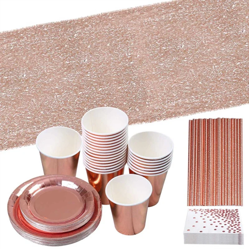 Hot 146 Pcs Rose Gold Dot Party Tableware Paper Plates and Napkins Cups for Wedding Bridal Shower Engagement Birthday Party
Hot 146 Pcs Rose Gold Dot Party Tableware Paper Plates and Napkins Cups for Wedding Bridal Shower Engagement Birthday Party