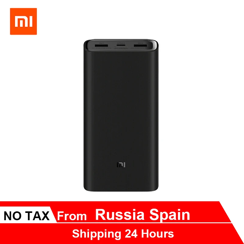 Xiaomi Mi 20000 мАч Внешний аккумулятор 3 Pro зарядное устройство USB C 45 Вт для iPhone samsung