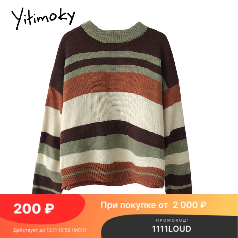 Полосатый свитер Yitimoky, женские новые толстые винтажные вязаные пуловеры со вставками, Корейская одежда на осень и зиму 2021, модная свободная ...
Полосатый свитер Yitimoky, женские новые толстые винтажные вязаные пуловеры со вставками, Корейская одежда на осень и зиму 2021, модная свободная ...