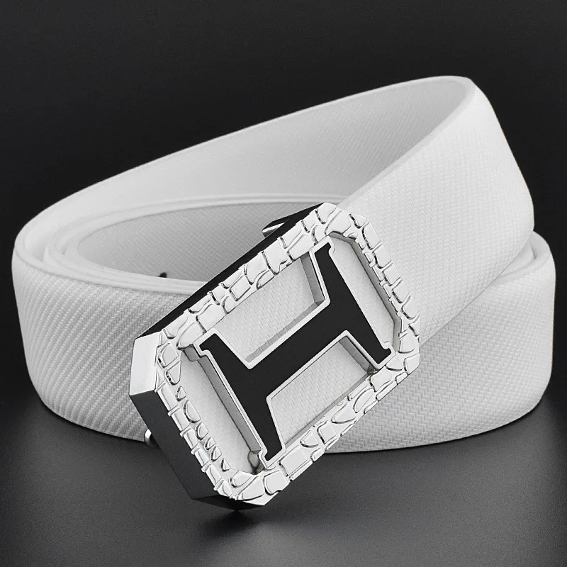High Quality Genuine Leather Cowhide Belt Men's Korean Style White Smooth Buckle H Jeans Belts for Men Luxury Designer Brand
High Quality Genuine Leather Cowhide Belt Men's Korean Style White Smooth Buckle H Jeans Belts for Men Luxury Designer Brand