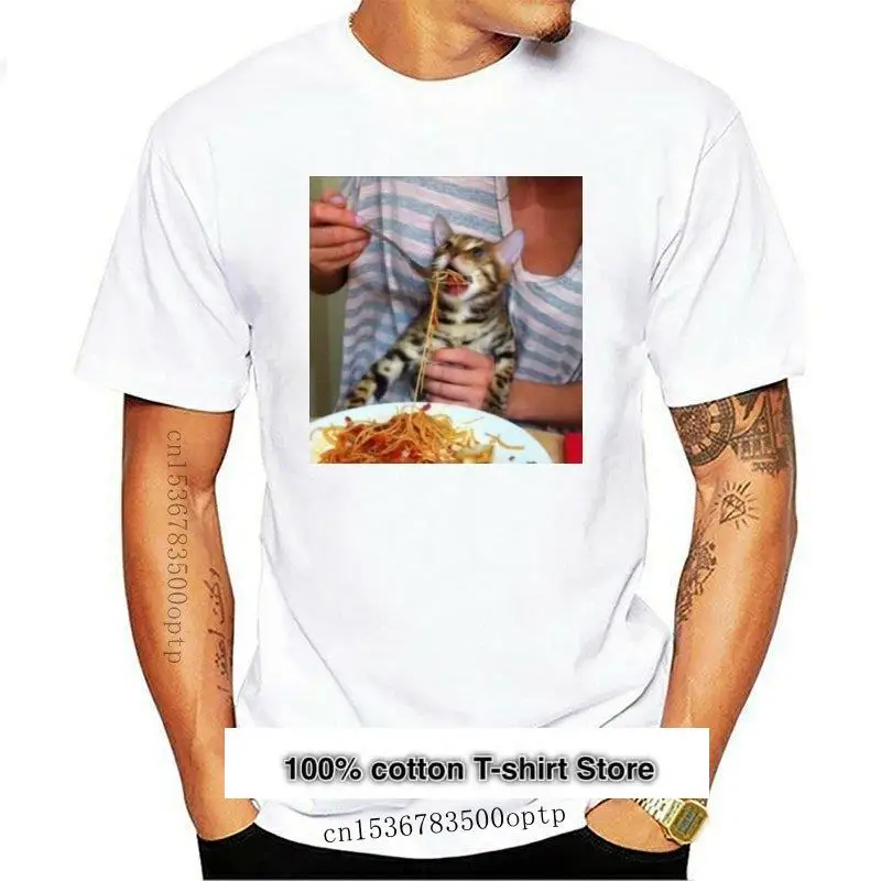 Camiseta con estampado de gato para mujer, Blusa con estampado de gato que comía espagueti, 2021
Camiseta con estampado de gato para mujer, Blusa con estampado de gato que comía espagueti, 2021