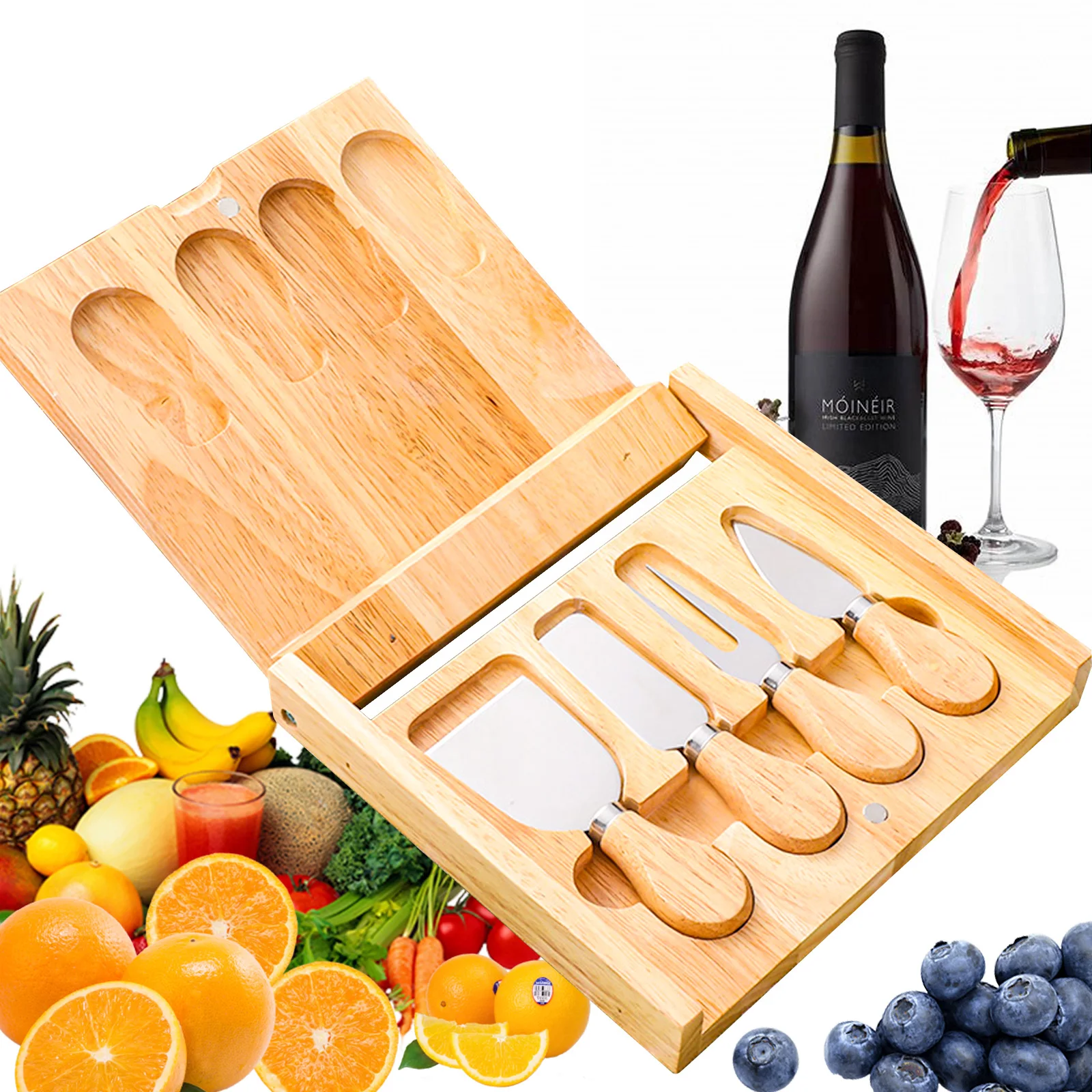 Bamboo Cheese Board and Cutlery Set Wood Cheese Serving Tray Decor Platter for Thanksgiving Birthday Wedding and Christmas
Bamboo Cheese Board and Cutlery Set Wood Cheese Serving Tray Decor Platter for Thanksgiving Birthday Wedding and Christmas