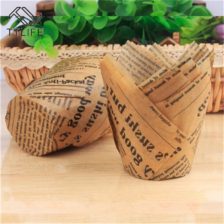 50PCS Newspaper Style Cupcake Liner Baking Cup For Wedding Party Caissettes Tulip Muffin Cupcake Paper Cup Oilproof Cake Wrapper
50PCS Newspaper Style Cupcake Liner Baking Cup For Wedding Party Caissettes Tulip Muffin Cupcake Paper Cup Oilproof Cake Wrapper