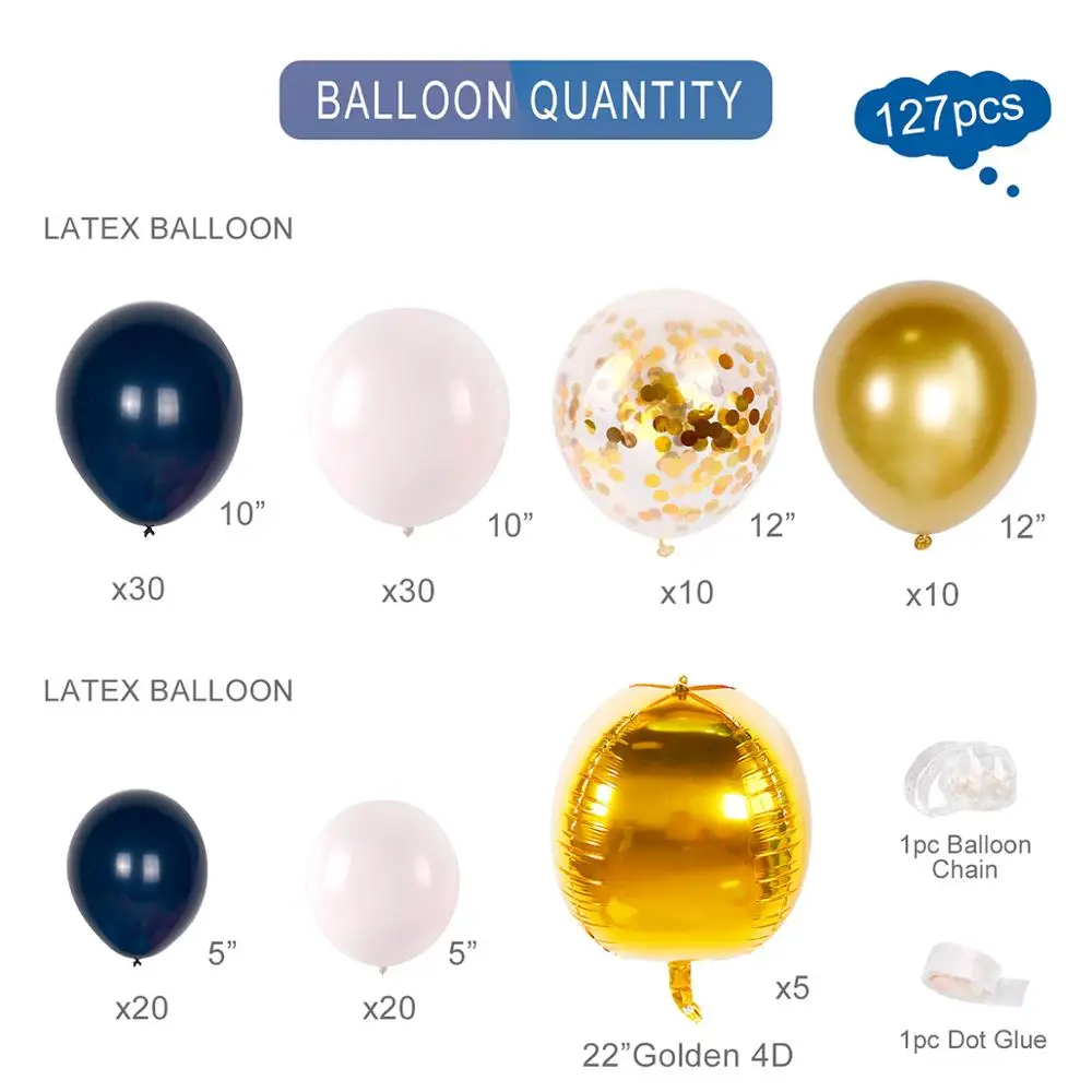 Staraise 127pcs Blue/White Foil Latex Balloon Set For Wedding Birthday Party Baby Shower Decor Party Supplies
Staraise 127pcs Blue/White Foil Latex Balloon Set For Wedding Birthday Party Baby Shower Decor Party Supplies