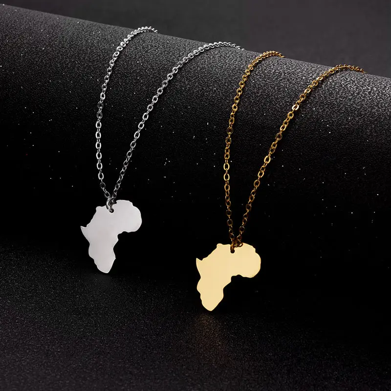 

Цепочка с подвеской в виде карты Африки для мужчин и женщин, миниатюрное ожерелье золотистого цвета, колье до ключиц, Подарочная бижутерия