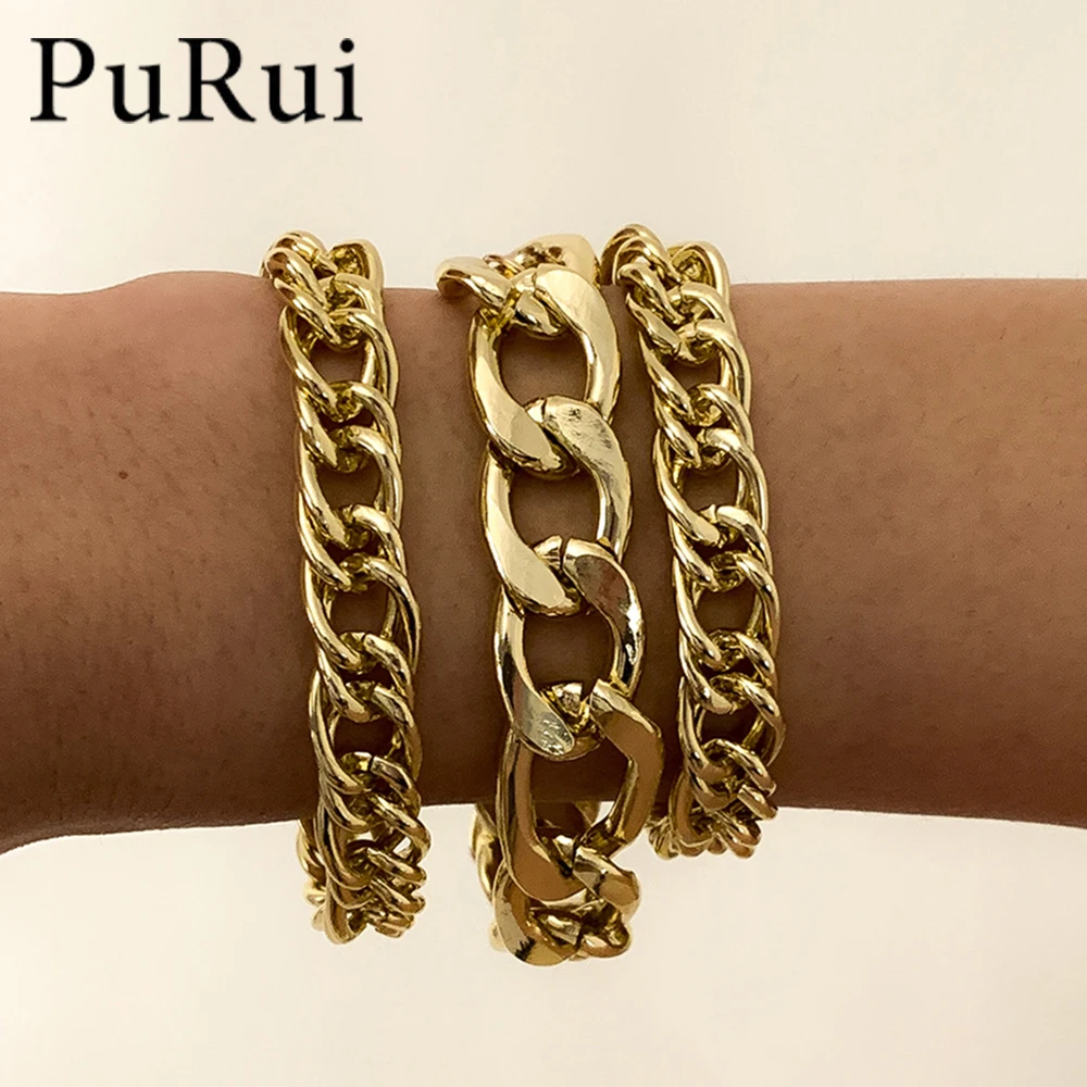 3Pcs/Set Punk Cuban Curb Chunky Chain Bracelets Set for Women 2021 Bohemia Aluminum Charm Thick Chain Bracelet Pulseras Jewelry
3Pcs/Set Punk Cuban Curb Chunky Chain Bracelets Set for Women 2021 Bohemia Aluminum Charm Thick Chain Bracelet Pulseras Jewelry