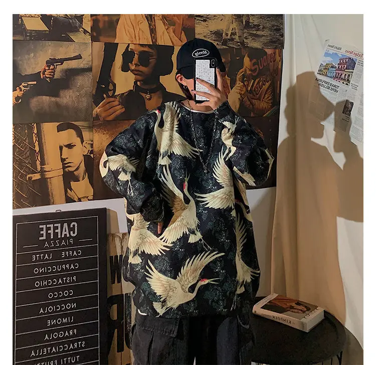 Chinese style fashion retro style red crowned crane embroidery graphic women's sweater autumn winter lovers loose knitwear Tops 
Chinese style fashion retro style red crowned crane embroidery graphic women's sweater autumn winter lovers loose knitwear Tops