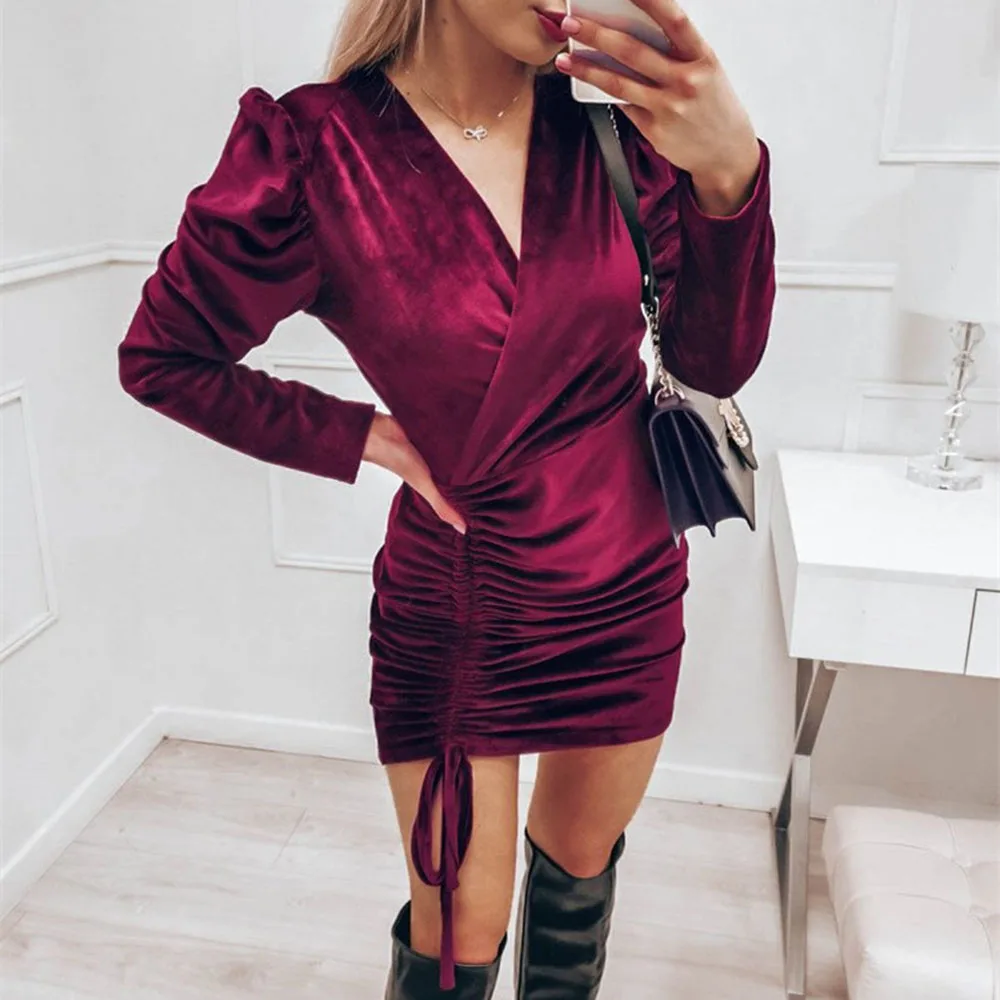 HAOOHU Women's New Autumn Dress Commuter Simple Fashion Trend Style Puff Sleeve Velvet Cloth V-neck Plain Drawstr Waist Dresses
HAOOHU Women's New Autumn Dress Commuter Simple Fashion Trend Style Puff Sleeve Velvet Cloth V-neck Plain Drawstr Waist Dresses