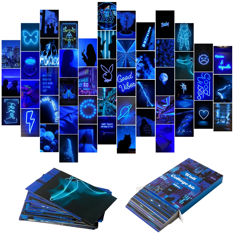 50Pcs Blue Neon Aesthetic Pictures Wall Collage Kits Photo Collection Room Decorations for Girl Teens & Women
50Pcs Blue Neon Aesthetic Pictures Wall Collage Kits Photo Collection Room Decorations for Girl Teens & Women