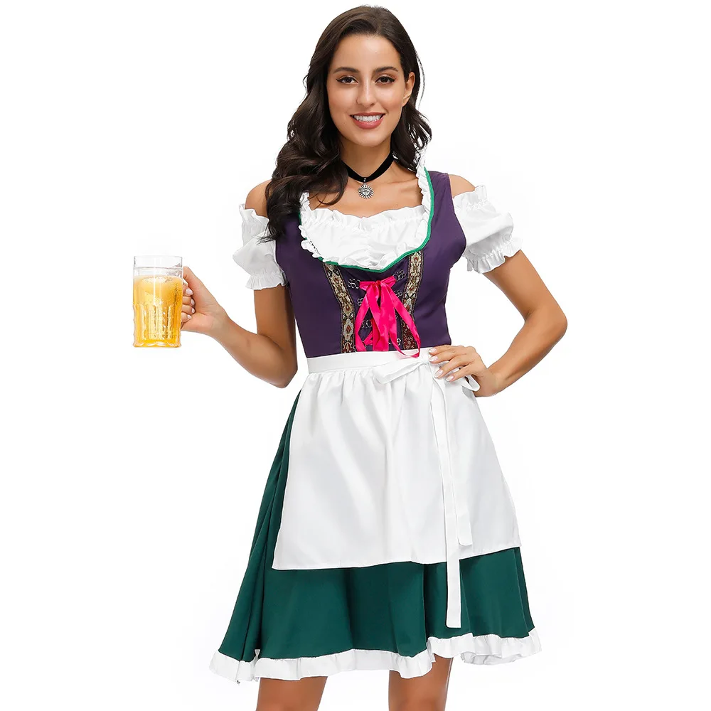 

M-XL Traditional Bavarian Dirndl Women Oktoberfest Costume Austrian German Beer Wench Maid Party Fancy Dress