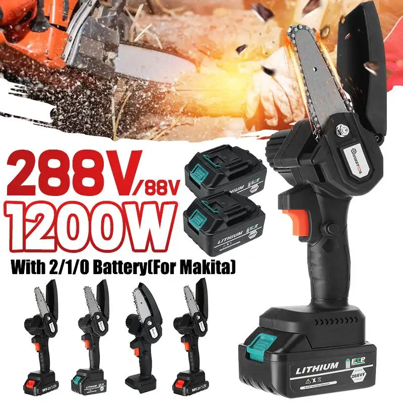 288Vf 1200W 4 Inch Mini Electric Chain Saw Rechargeable Purning Garden Logging Saw Woodworking Tools For Makita 18V Battery
288Vf 1200W 4 Inch Mini Electric Chain Saw Rechargeable Purning Garden Logging Saw Woodworking Tools For Makita 18V Battery