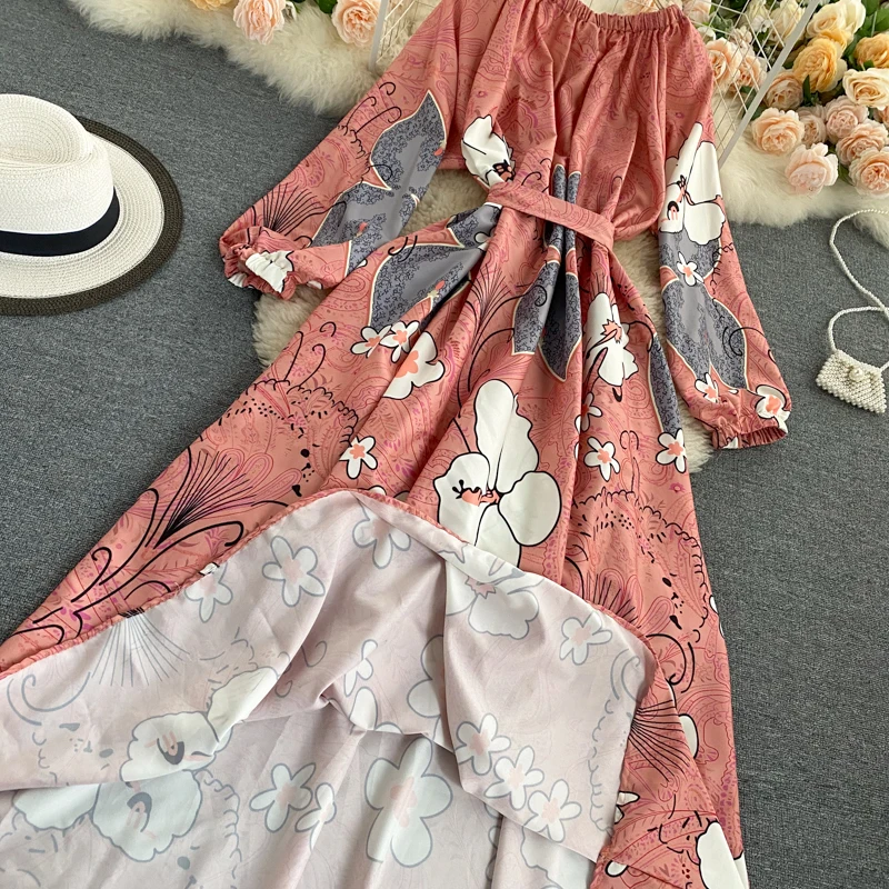 Women's Bohemian Floral Long Dress Autumn O-Neck Long Sleeve Pink Robe Sweet Vacation Beach Sashes Flower Printed Vestidos New
Women's Bohemian Floral Long Dress Autumn O-Neck Long Sleeve Pink Robe Sweet Vacation Beach Sashes Flower Printed Vestidos New