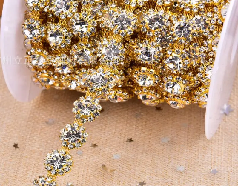 Hand sewing drill chain 10yards shiny silver gold ribbon diamond wrap rhinestone look for wedding party decoration
Hand sewing drill chain 10yards shiny silver gold ribbon diamond wrap rhinestone look for wedding party decoration