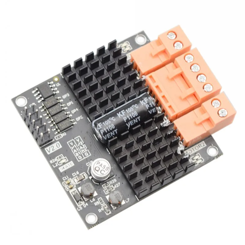 2-channel high-power DC motor drive board PWM speed regulator module 12V24V forward and reverse switching
2-channel high-power DC motor drive board PWM speed regulator module 12V24V forward and reverse switching