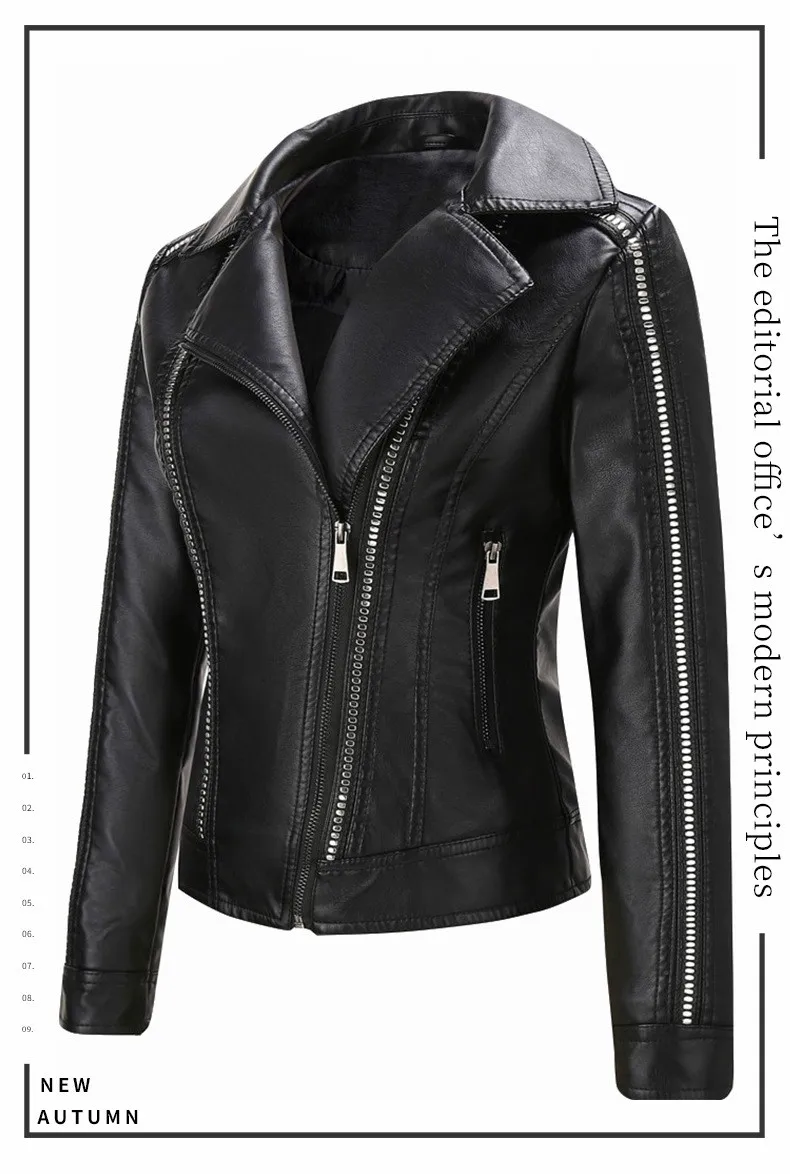 Women PU Leather Black Moto Biker Jacket Girls Short Cool Slim Motorcycle Clothing Faux Leather Jacket Plus Size Female Coat 2XL
Women PU Leather Black Moto Biker Jacket Girls Short Cool Slim Motorcycle Clothing Faux Leather Jacket Plus Size Female Coat 2XL