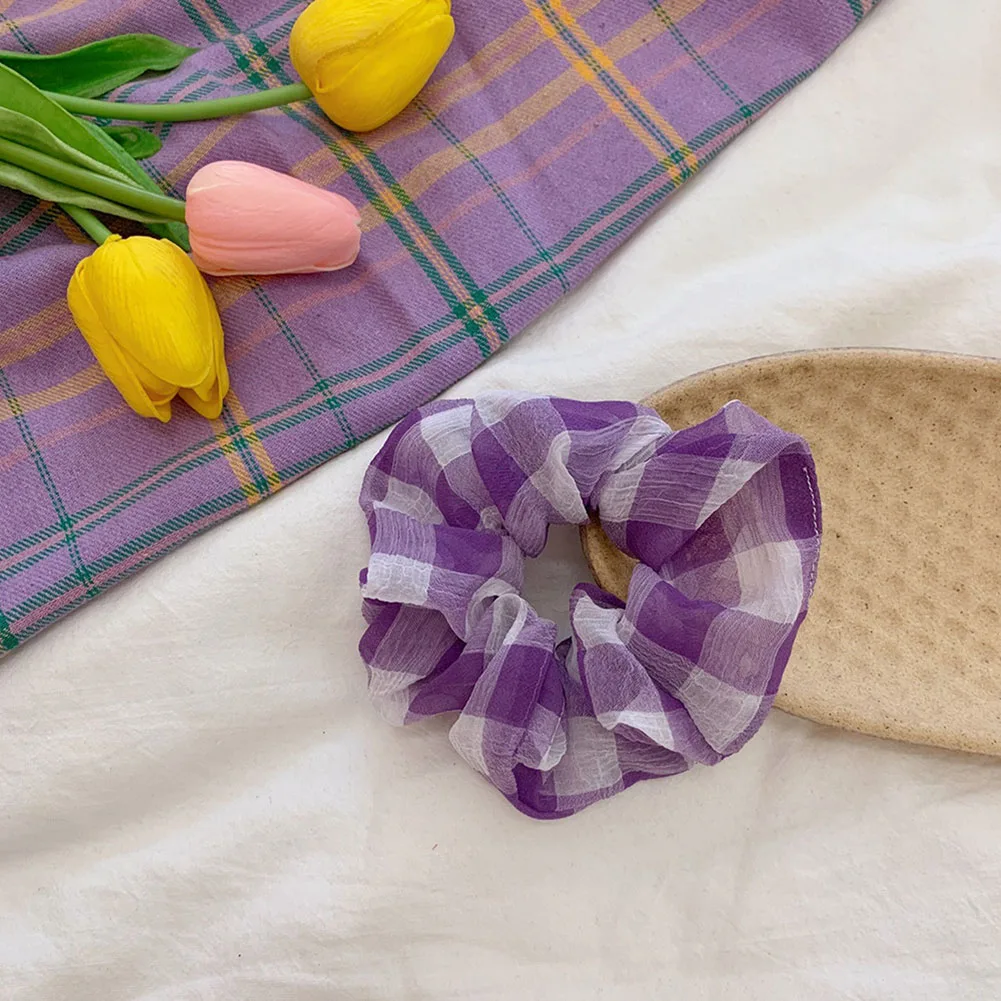

Резинки для волос женские в Корейском стиле, эластичные фиолетовые Цветочные резинки для прически «конский хвост», 1 шт.