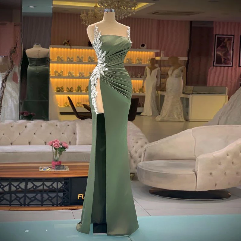 Aso Ebi Sexy Elegant Mermaid Prom Dresses Strapless Sleeveless Sequins Appliques Split Women Evening Gowns Plus Size Custom Made
Aso Ebi Sexy Elegant Mermaid Prom Dresses Strapless Sleeveless Sequins Appliques Split Women Evening Gowns Plus Size Custom Made