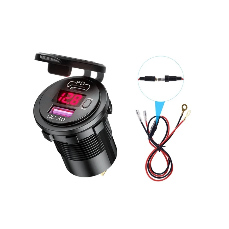 12V 24V Type C PD QC3.0 USB Car Boat Fast Charger With Voltmeter ON OFF Switch
12V 24V Type C PD QC3.0 USB Car Boat Fast Charger With Voltmeter ON OFF Switch
