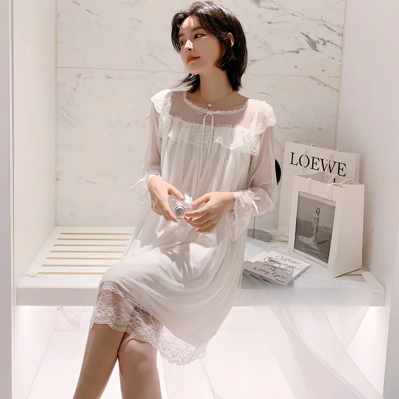 White Mesh Nightgown Home Clothing Intimate Lingerie Women Nightdress Long Sleeve Sexy 2021 Summer New Nightwear Sleepwear
White Mesh Nightgown Home Clothing Intimate Lingerie Women Nightdress Long Sleeve Sexy 2021 Summer New Nightwear Sleepwear