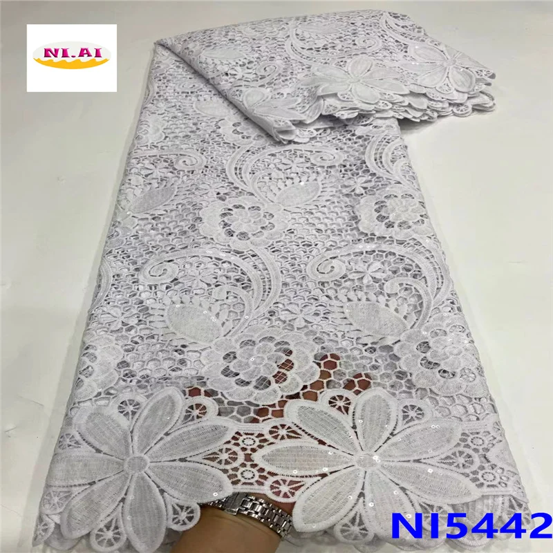 White Lace Fabric Latest Style African High Quality SequinsTissue Cord Milk Silk Lace Fabric For Nigerian Wedding NI5442-1 
White Lace Fabric Latest Style African High Quality SequinsTissue Cord Milk Silk Lace Fabric For Nigerian Wedding NI5442-1