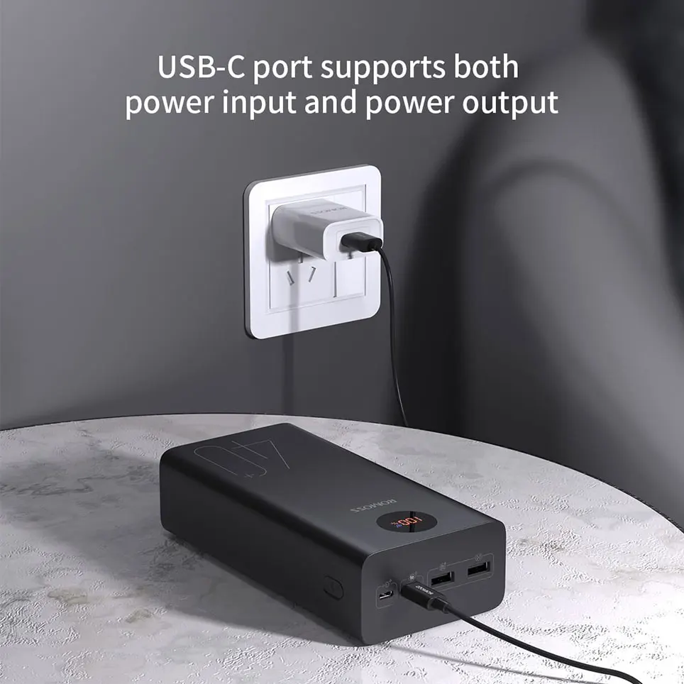 40000mAh power bank, ROMOSSS 18W PD USB C fast charging portable charger, 3 outputs and 2 inputs external battery pack
40000mAh power bank, ROMOSSS 18W PD USB C fast charging portable charger, 3 outputs and 2 inputs external battery pack