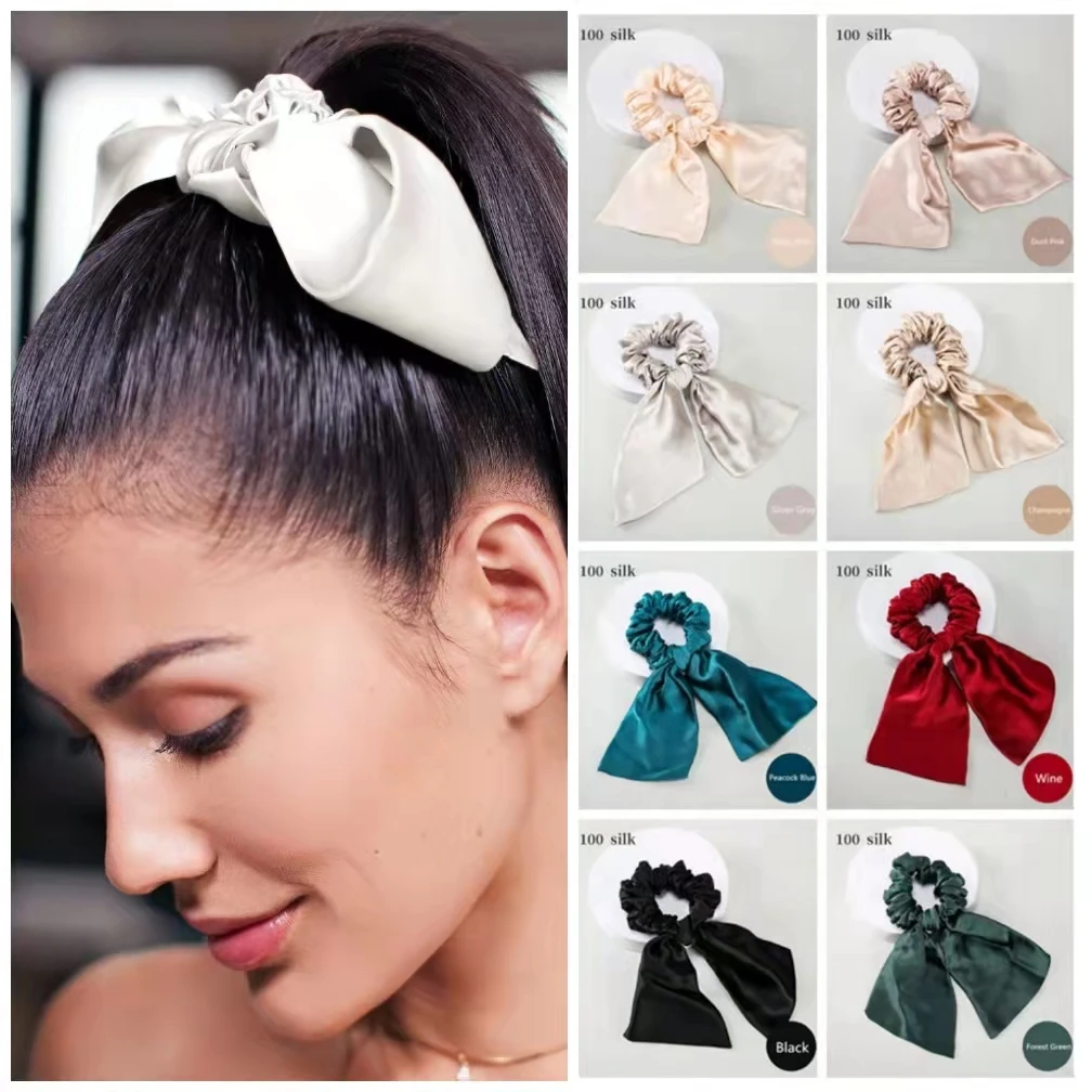 100% Pure Mulberry Silk Hair Bows Scrunchies Silk Bowknot Elastic Hair Bands Ties Headwear For Women's Luxury Hair Accessories 
100% Pure Mulberry Silk Hair Bows Scrunchies Silk Bowknot Elastic Hair Bands Ties Headwear For Women's Luxury Hair Accessories