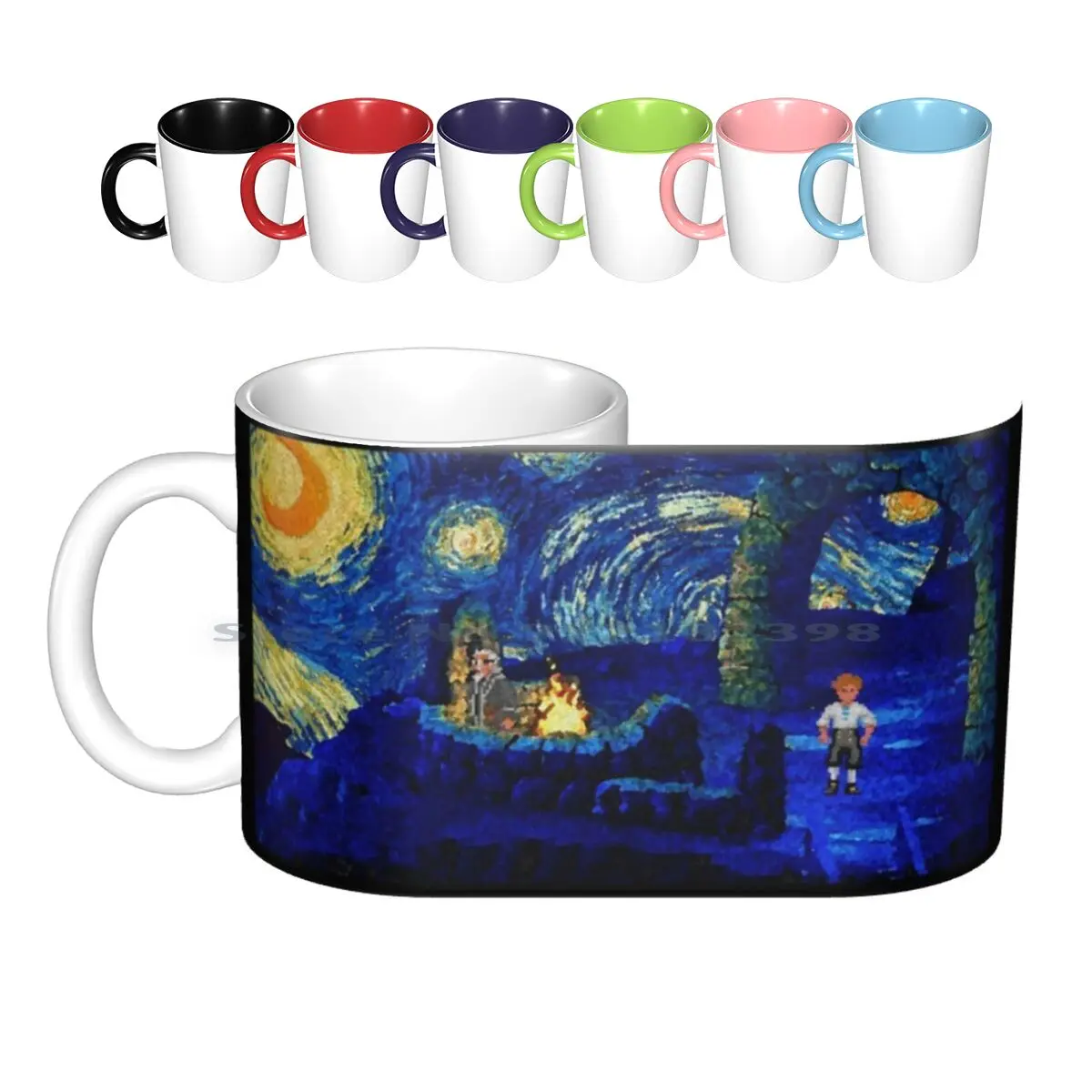 

Футболки с изображением звездной ночи, гаджеты и маски для лица, керамические кружки, чашки для кофе, кружка для молока и чая, Ван Гог, звездн...