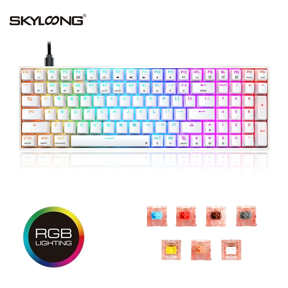 Skyloong GK96 Mechanical Keyboard 96 Keys Chocolate Switches USB Type C Bluetooth Wireless RGB Gaming Accessories ABS OEM Height
Skyloong GK96 Mechanical Keyboard 96 Keys Chocolate Switches USB Type C Bluetooth Wireless RGB Gaming Accessories ABS OEM Height