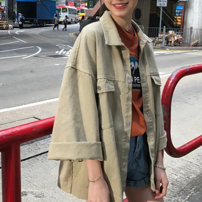 Women's jacket 2021 new spring autumn long winter coat women Loose all-match fashion casual tooling jackets autumn 2022 
Women's jacket 2021 new spring autumn long winter coat women Loose all-match fashion casual tooling jackets autumn 2022