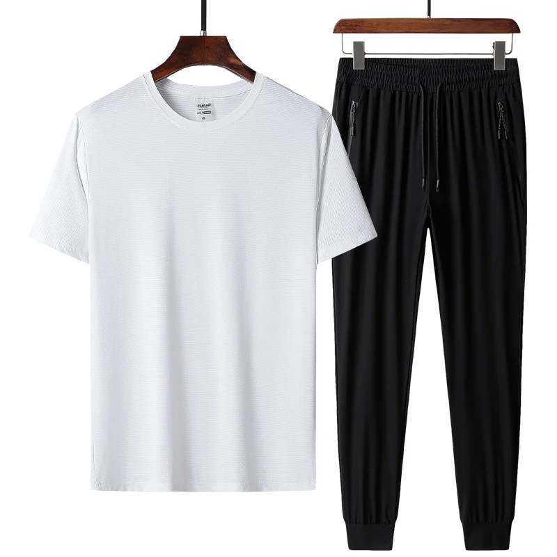 Summer Suit 2021 new casual short sleeve T-shirt men's ice silk quick drying pants big loose two-piece set
Summer Suit 2021 new casual short sleeve T-shirt men's ice silk quick drying pants big loose two-piece set
