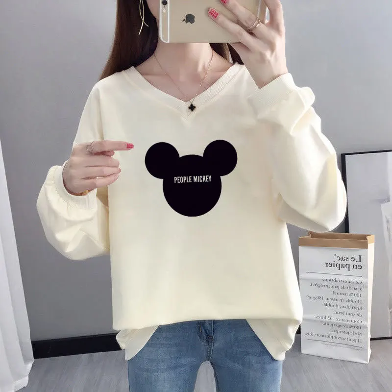 Disney Women Cartoon Mickey Print Sweatshirt Female Fashion Streetwear Pullover Loose V-neck Outwear Long Sleeve Jumpers Tops
Disney Women Cartoon Mickey Print Sweatshirt Female Fashion Streetwear Pullover Loose V-neck Outwear Long Sleeve Jumpers Tops