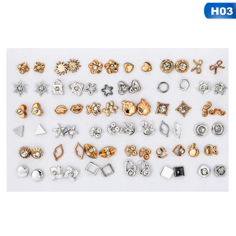 36Pairs/set Earrings Mixed Styles Geometric Plastic Stud Earrings Set For Women Girls Jewelry