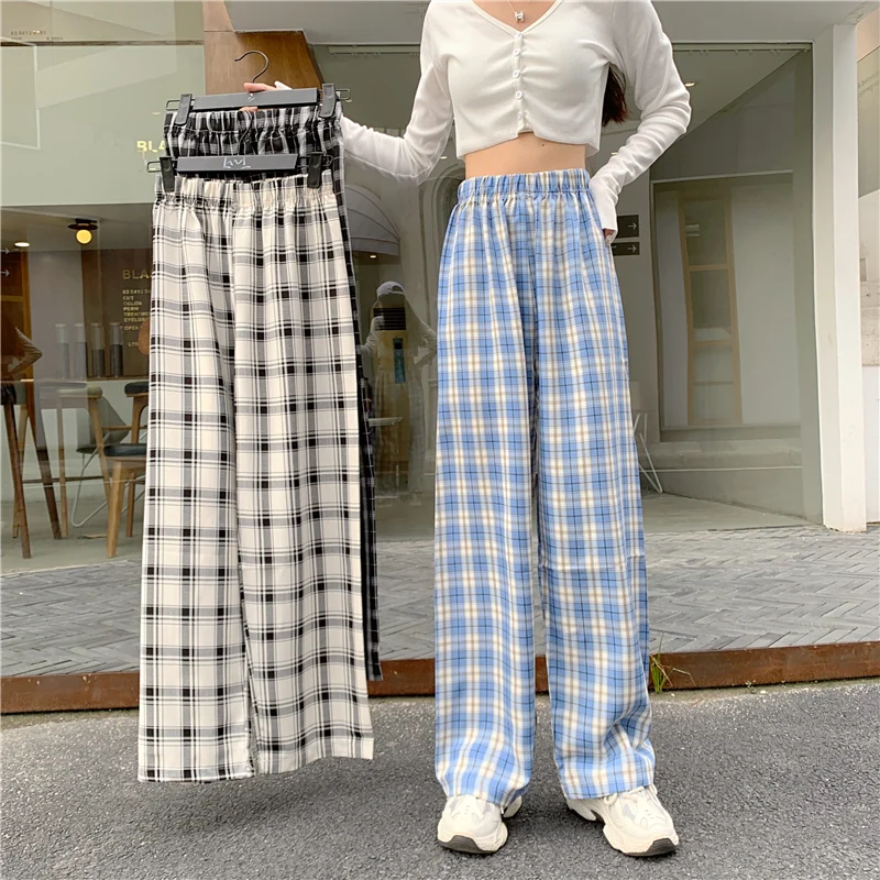 2022 Fashion Cool Women Loose Straight Leg Pants Lady New Plaid Wide Leg Trousers Korean Version Girly Plus Size Casual Pants
2022 Fashion Cool Women Loose Straight Leg Pants Lady New Plaid Wide Leg Trousers Korean Version Girly Plus Size Casual Pants