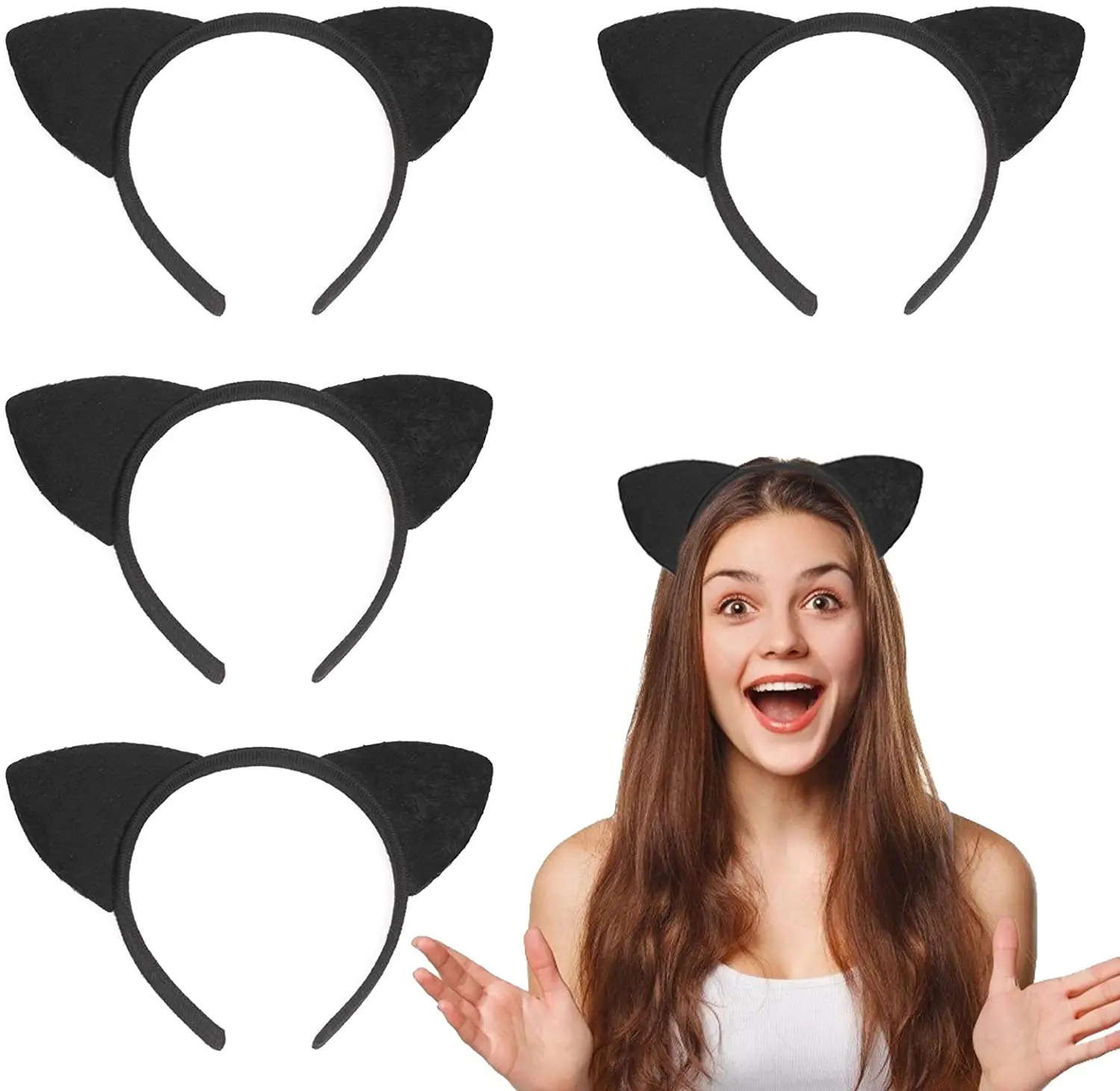 METABLE 4 Pcs Black Soft Fabric Cat Ears Headband Set, Alice Cat Hair Hoops for Cosplay , Mardi Gras And Halloween Party
METABLE 4 Pcs Black Soft Fabric Cat Ears Headband Set, Alice Cat Hair Hoops for Cosplay , Mardi Gras And Halloween Party