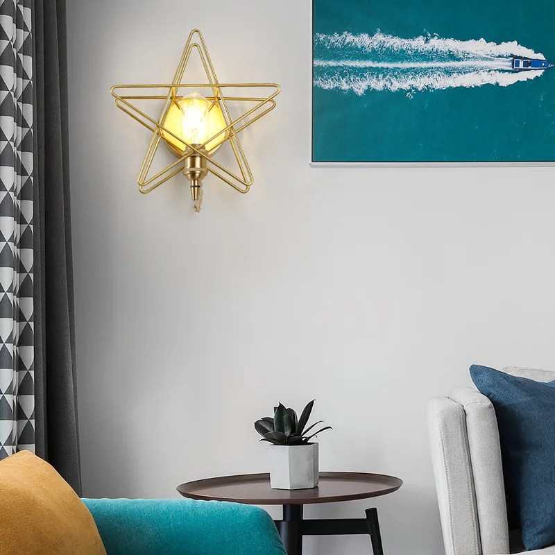 

Nordic Wall Light Luxury Star Sconce Creative Lighting Bedroom Bedside Aisle Staircase Corridor Living Room Entrance Decor Lamp