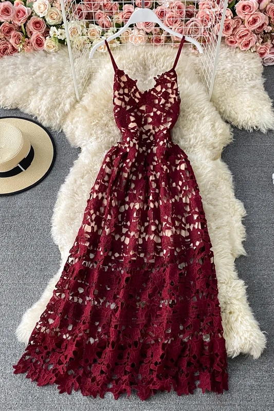 Bohemian sexy backless spaghetti strap Maxi Dress summer women's V-neck sleeveless hook flower hollow lace Beach Dress Party
Bohemian sexy backless spaghetti strap Maxi Dress summer women's V-neck sleeveless hook flower hollow lace Beach Dress Party