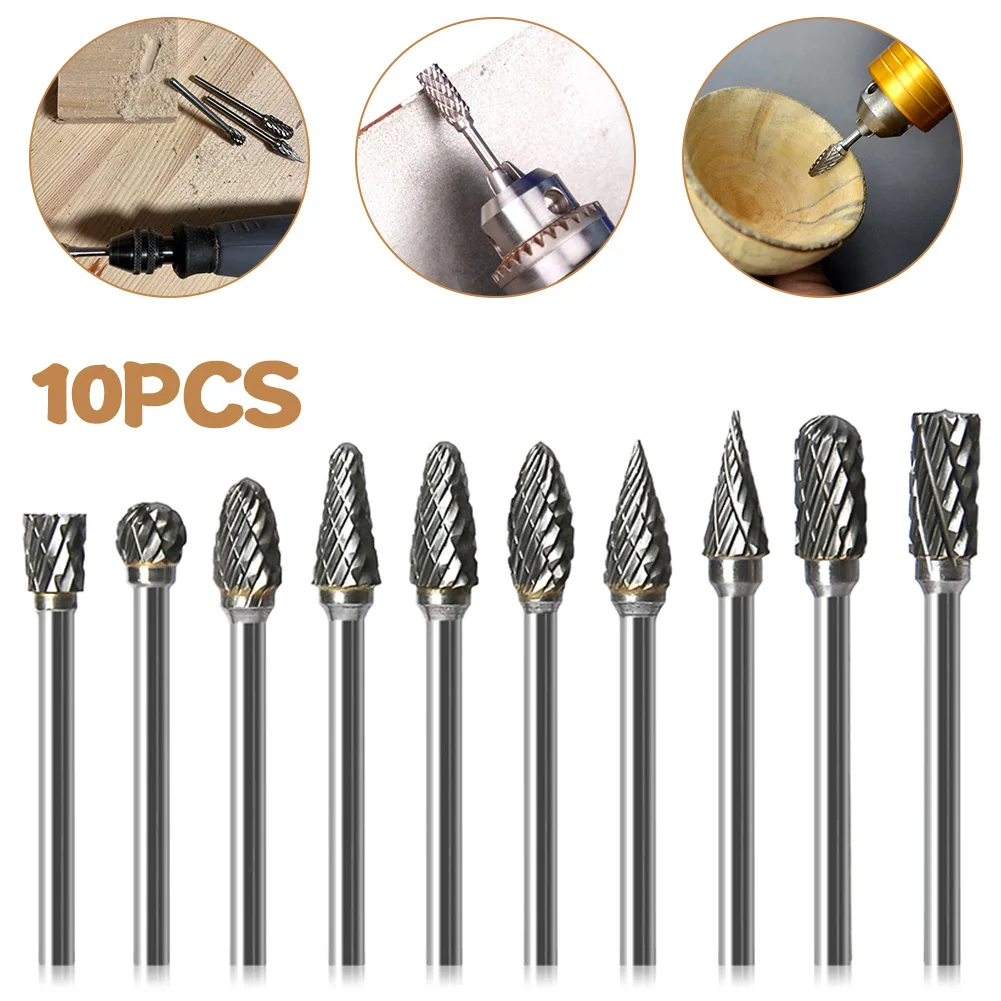 10pcs Tungsten Carbide Burr Set High Hardness Double Cut Electric Grinder Rotary Tool Cutter For Carving Metalworking Milling
10pcs Tungsten Carbide Burr Set High Hardness Double Cut Electric Grinder Rotary Tool Cutter For Carving Metalworking Milling