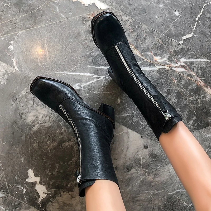 ISNOM Motorcycle Boots Women Cow Leather Mid-Calf Boot Woman High Heels Shoes Female Square Toe Shoes Ladies Winter 2020 New
ISNOM Motorcycle Boots Women Cow Leather Mid-Calf Boot Woman High Heels Shoes Female Square Toe Shoes Ladies Winter 2020 New