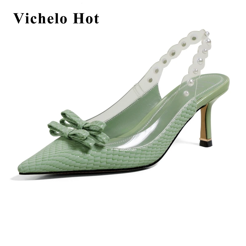Vichelo Hot 2021 big size genuine leather high heels summer shoes back strap butterfly-knot pearl party dress women sandals L06
Vichelo Hot 2021 big size genuine leather high heels summer shoes back strap butterfly-knot pearl party dress women sandals L06
