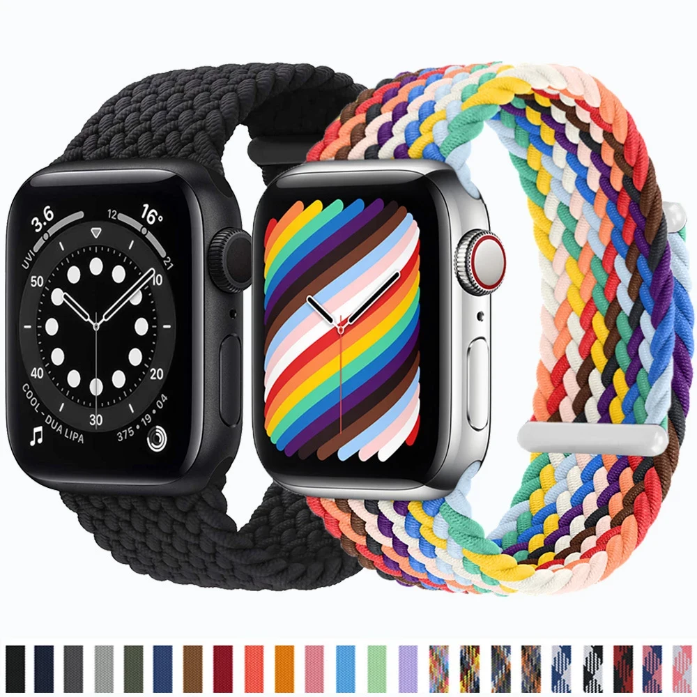 Нейлоновая плетеная соло-петля для Apple watch 7 41 мм 45 6 5 4 SE 44 40 регулируемый