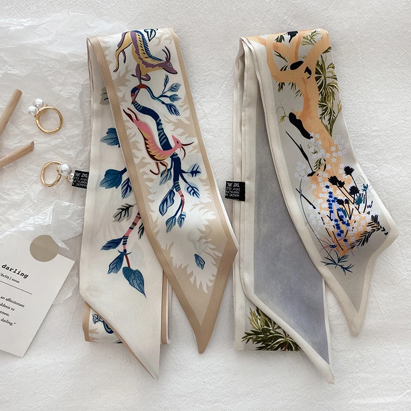Fashion Women Skinny Scarf Twill Satin Jungle Flower Birds Printed Silky ChiffonSlim Scarf Girls Headbands Soft Hair Bag Ribbon
Fashion Women Skinny Scarf Twill Satin Jungle Flower Birds Printed Silky ChiffonSlim Scarf Girls Headbands Soft Hair Bag Ribbon