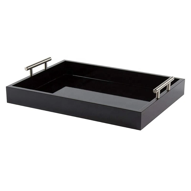 Wooden Luxury Tray with Metal Handle, Home Storage Tray for Coffee Tray-Black Tray
Wooden Luxury Tray with Metal Handle, Home Storage Tray for Coffee Tray-Black Tray