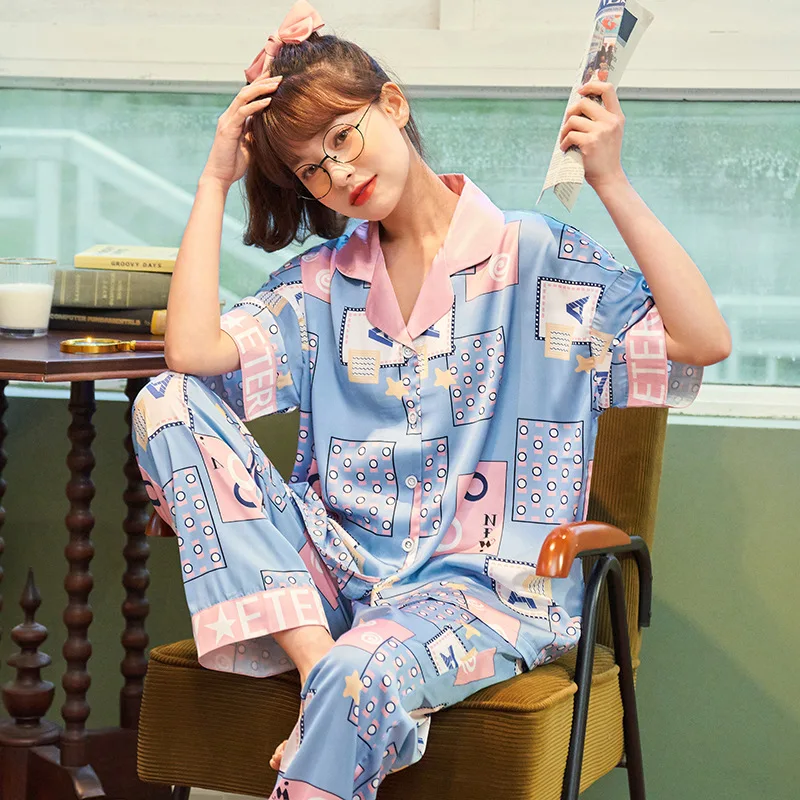 Pijama Femme Ete Loungewear 2021 New Night Wear Pyama Woman Set Comfortable Silk Pyjama Satin Femme Pajamas Women Homewear Set
Pijama Femme Ete Loungewear 2021 New Night Wear Pyama Woman Set Comfortable Silk Pyjama Satin Femme Pajamas Women Homewear Set