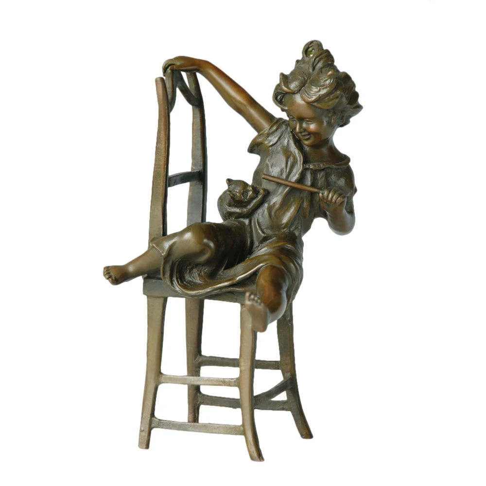 Бронзовая статуя кота для маленькой девочки, скульптура западного современного искусства, аксессуары для домашнего декора
Бронзовая статуя кота для маленькой девочки, скульптура западного современного искусства, аксессуары для домашнего декора