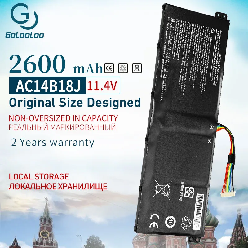 Аккумулятор для ноутбука Golooloo AC14B18J Acer Aspire E3-111 E3-112 E3-112M B116 MS2394 ES1-531 AC14B13j N15Q3 N15W4 2600