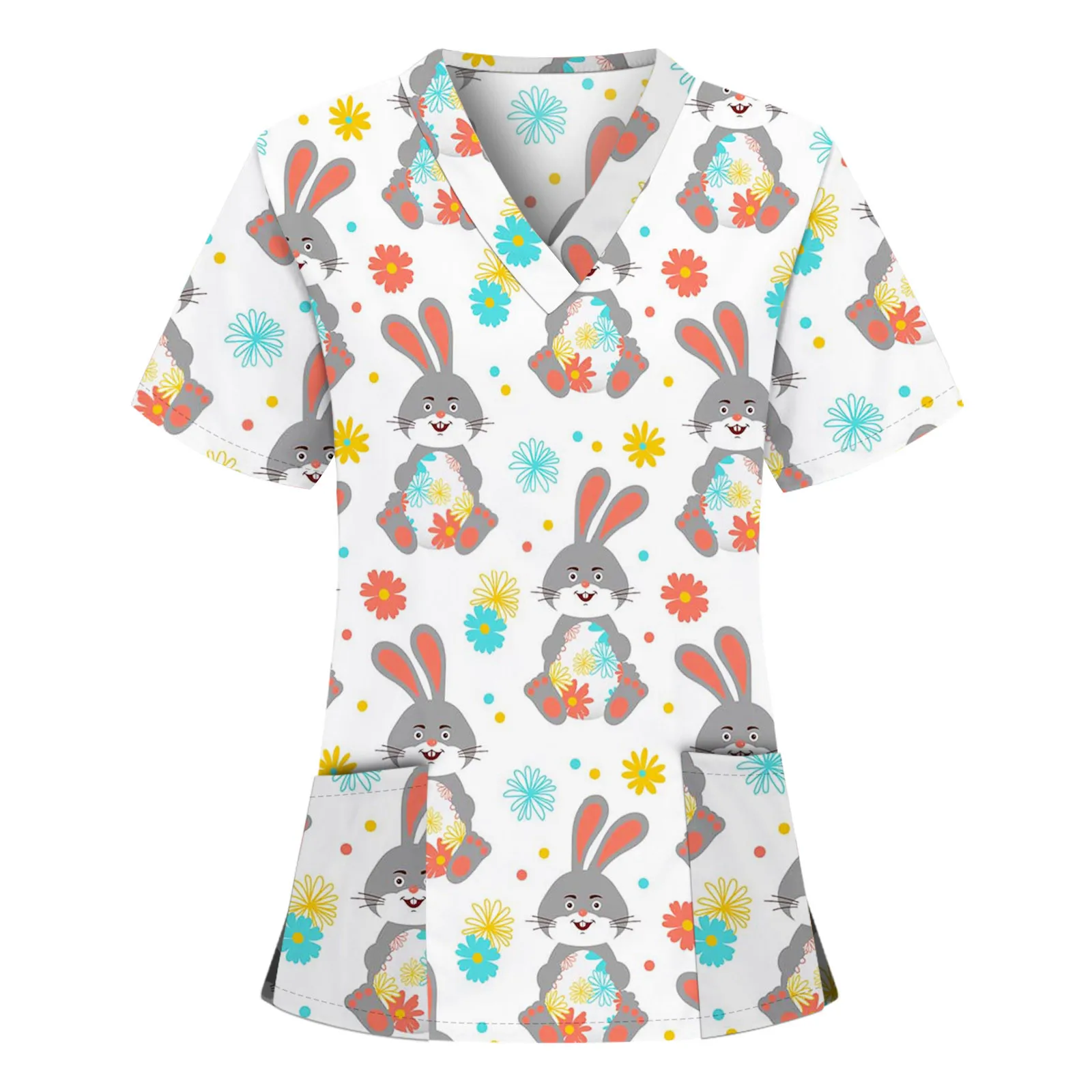 Pet Hospital Staff Scrubs Top Women 2021 Summer Nurse Uniform Easter Buuny Print Nurse Uniforms Shirt Short Sleeve V-neck Blouse 
Pet Hospital Staff Scrubs Top Women 2021 Summer Nurse Uniform Easter Buuny Print Nurse Uniforms Shirt Short Sleeve V-neck Blouse