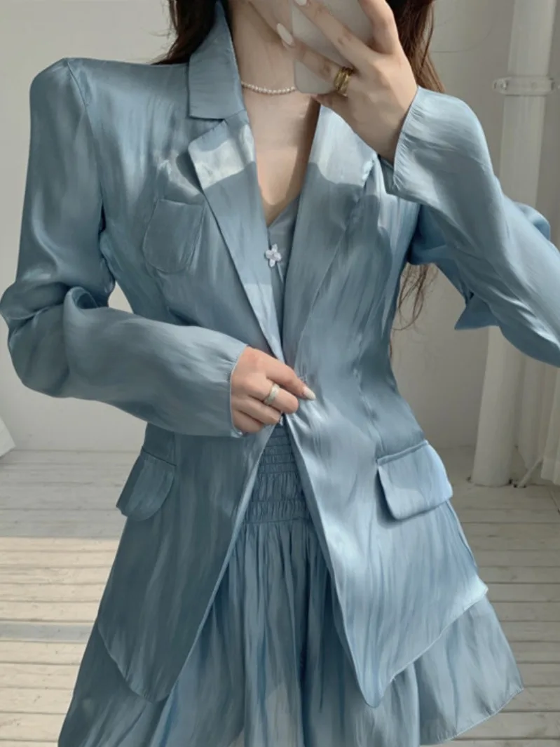 Women Skirts Sets Suit Jacket Thin Loose Fashion Blue Casual Suit Jacket 2021 Summer New Style Women Suits Blazer And Skirt Set
Women Skirts Sets Suit Jacket Thin Loose Fashion Blue Casual Suit Jacket 2021 Summer New Style Women Suits Blazer And Skirt Set