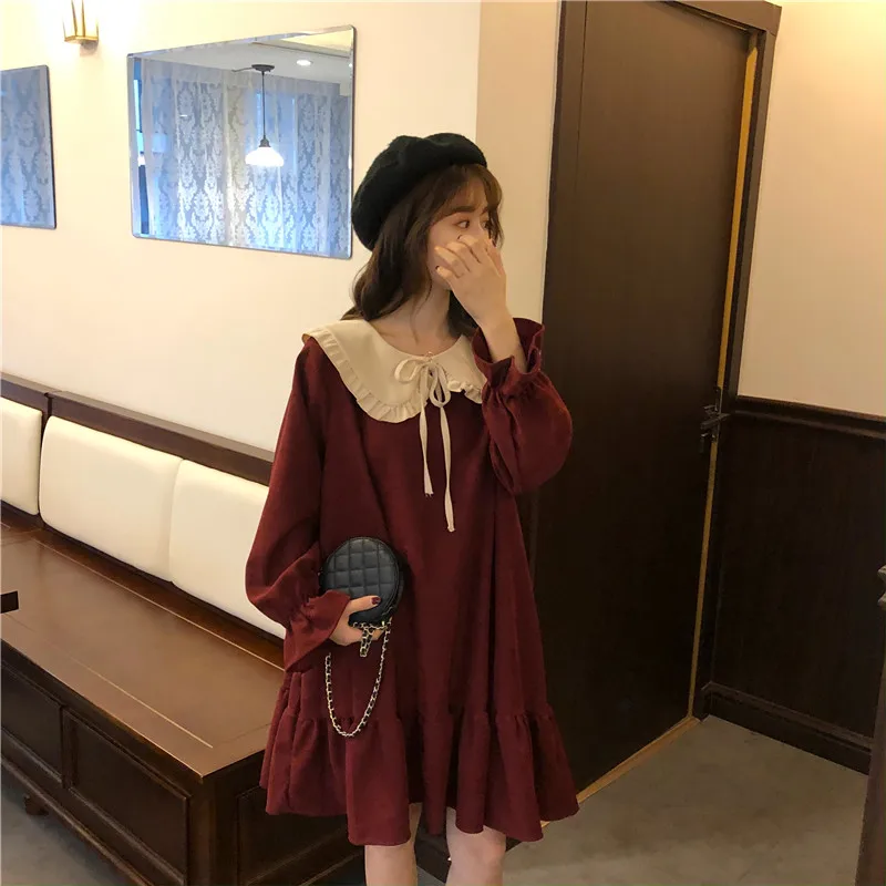 Japanese Sweet Cute Kawaii Girls Lolita Dress Vintage College Style Bow Petal Full Sleeve Dress Women Loose Straight Doll Dress
Japanese Sweet Cute Kawaii Girls Lolita Dress Vintage College Style Bow Petal Full Sleeve Dress Women Loose Straight Doll Dress