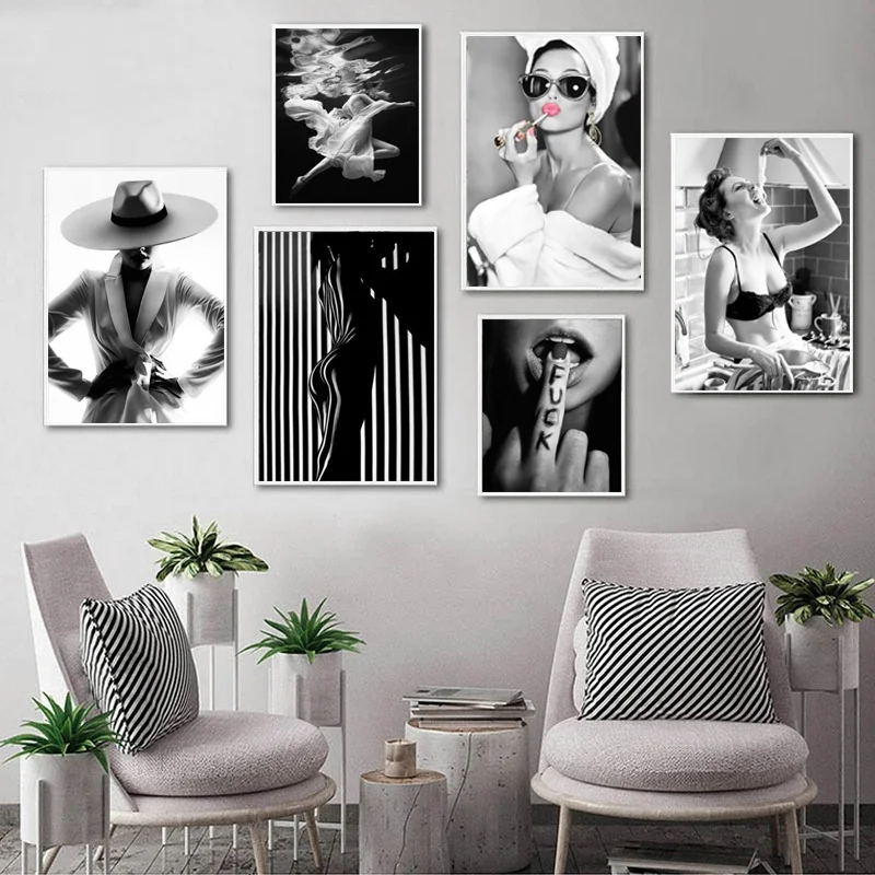 Fashion Black And White Sexy Woman Canvas Painting Nordic Posters And Prints Female Beauty Wall Pictures For Bedroom Home Decor 
Fashion Black And White Sexy Woman Canvas Painting Nordic Posters And Prints Female Beauty Wall Pictures For Bedroom Home Decor